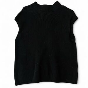 Black sleeveless mock neck knit sweater. Size small.